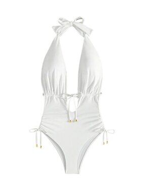 WDIRARA Women's Halter One Piece Swimsuit